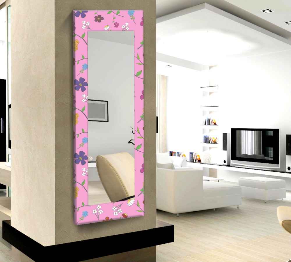 Pembe Çiçekli Boy Aynası
